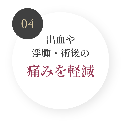 04 出血や浮腫・術後の痛みを軽減